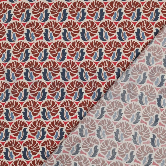 KATOENEN POPLIN BLOEMEN JEANSBLAUW #7