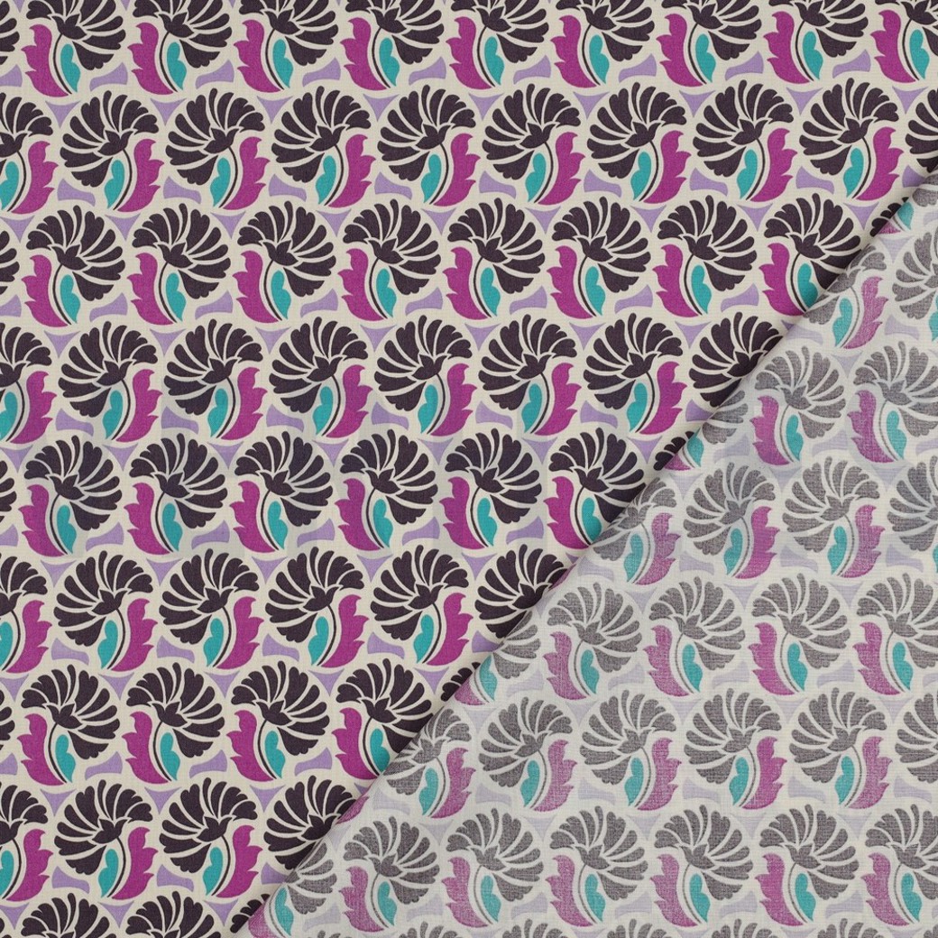 FINE POPLIN FLOWERS PURPLE #4