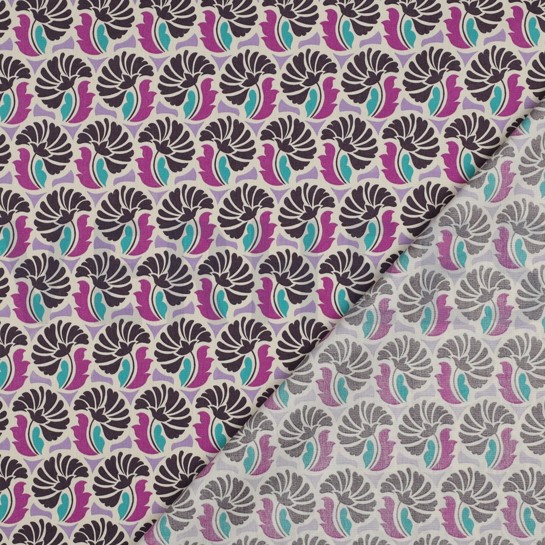 POPELINE DE COTON FLEURS VIOLET #7
