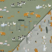 FINE POPLIN FARM ANIMALS ARMY GREEN (thumbnail) #4
