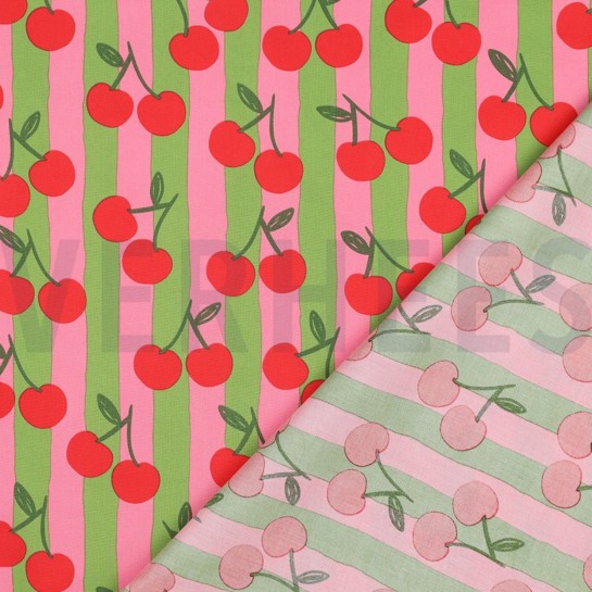 POPELINE DE COTON FRUITS ROSE #7