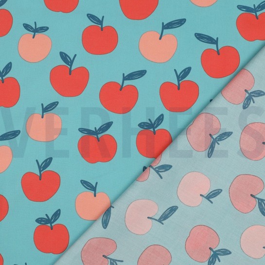 POPELINE DE COTON FRUITS PÉTROLE CLAIR #7