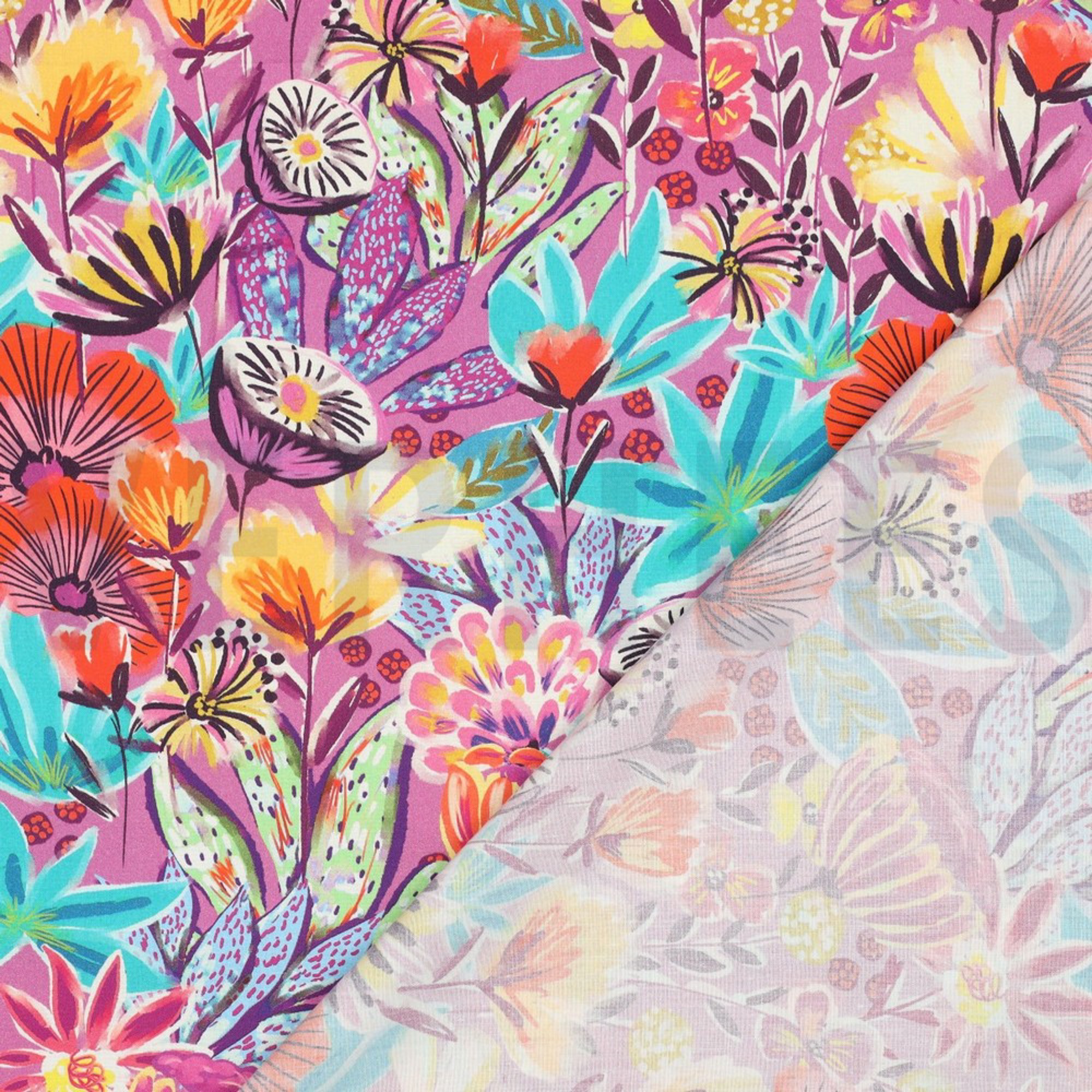 FINE POPLIN DIGITAL FLOWERS FUCHSIA (high resolution) #4