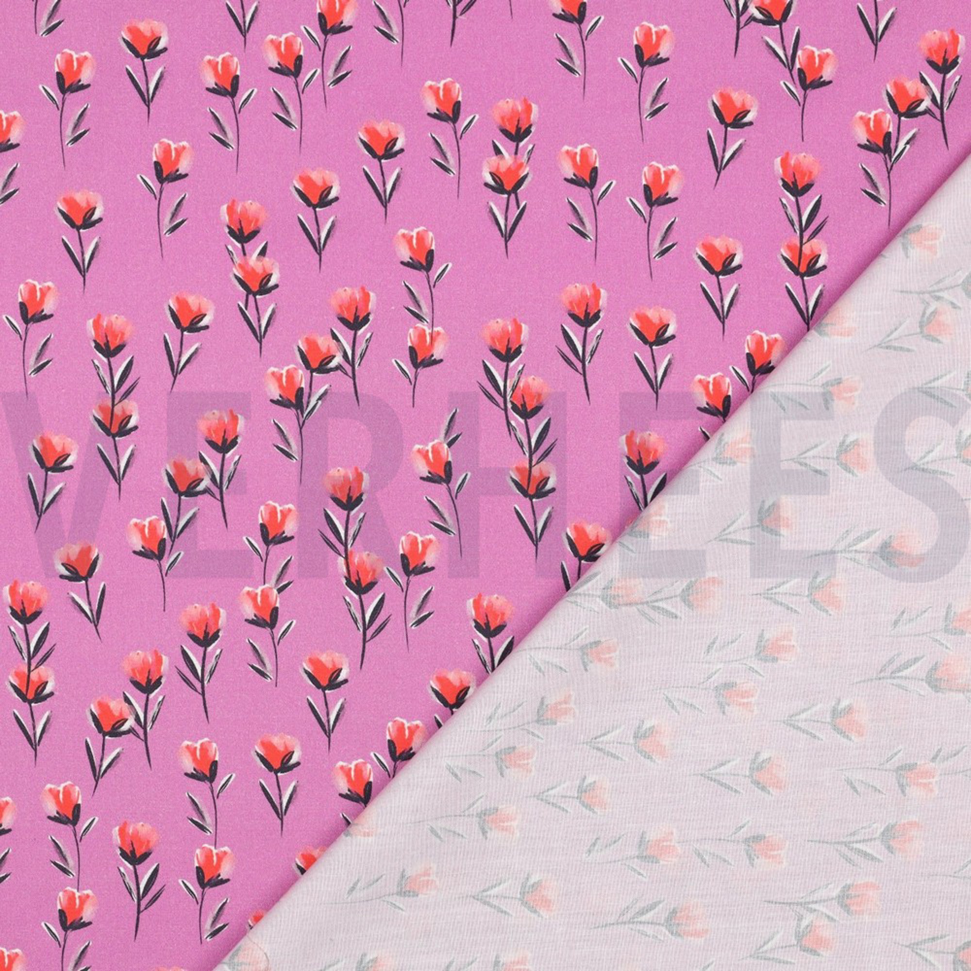 FINE POPLIN DIGITAL FLOWERS FUCHSIA (high resolution) #4
