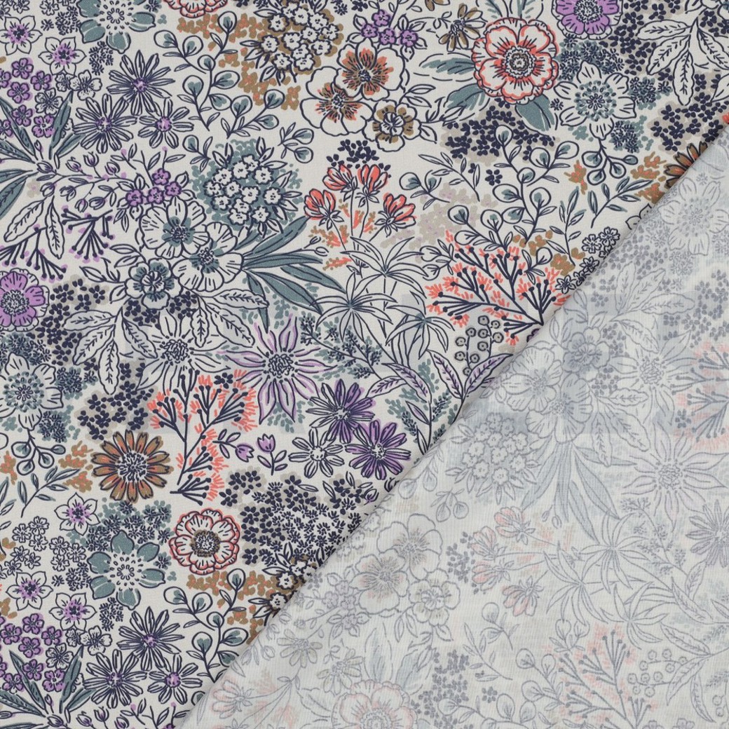 FINE POPLIN DIGITAL FLOWERS OFF-WHITE #4