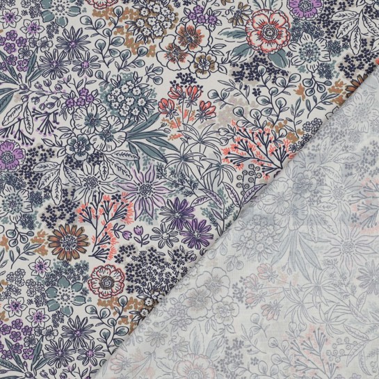 FINE POPLIN DIGITAL FLOWERS OFF-WHITE #7