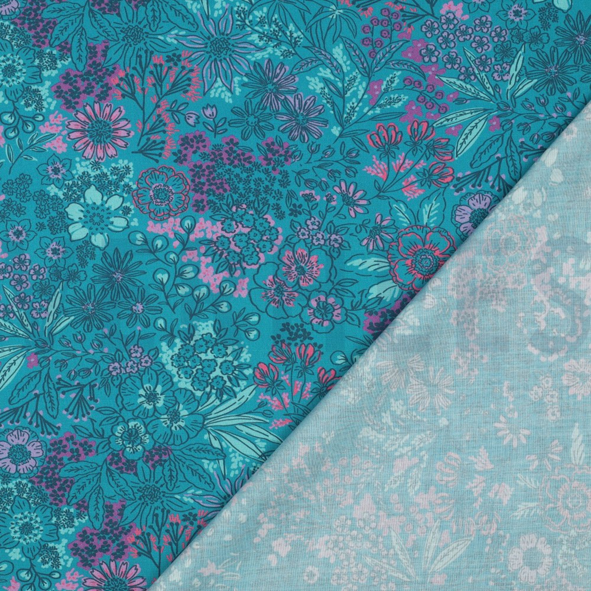 FINE POPLIN DIGITAL FLOWERS PETROL (high resolution) #4