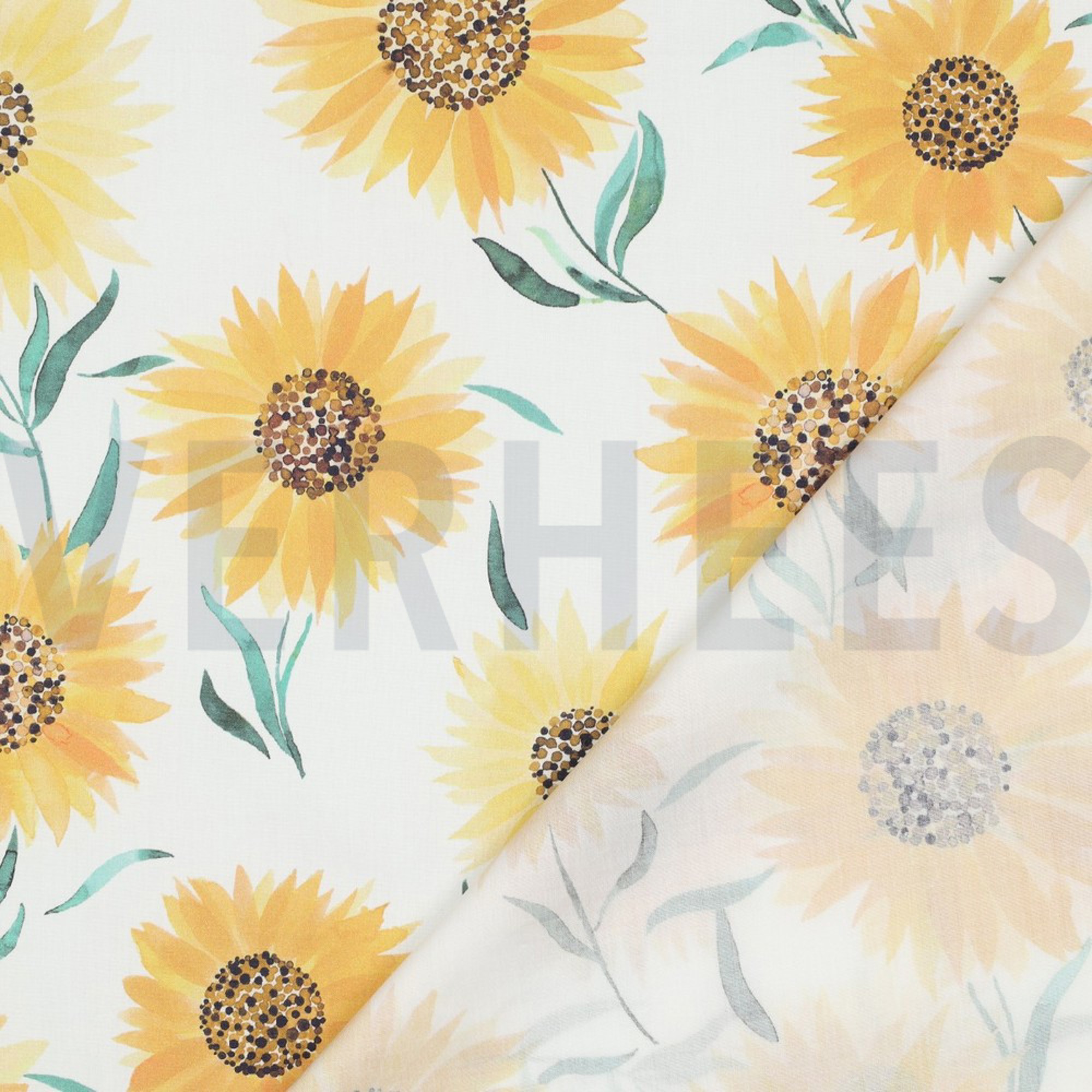 FINE POPLIN DIGITAL SUNFLOWERS WHITE (high resolution) #4
