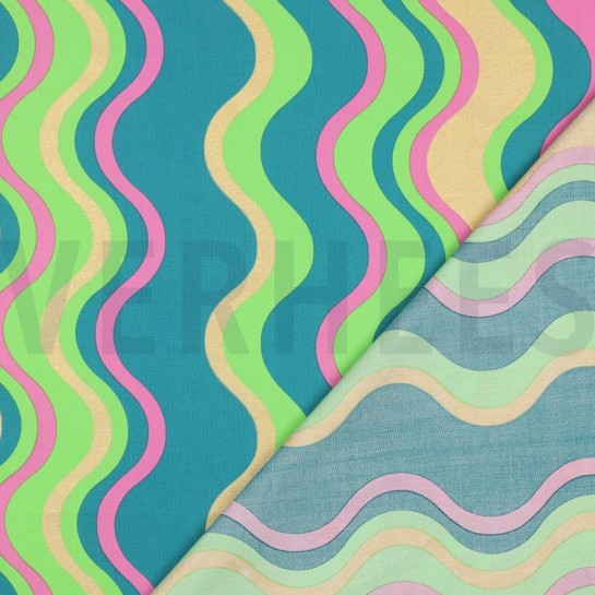 POPELINE DE COTON PAILLETTES RAYURES VERT #7