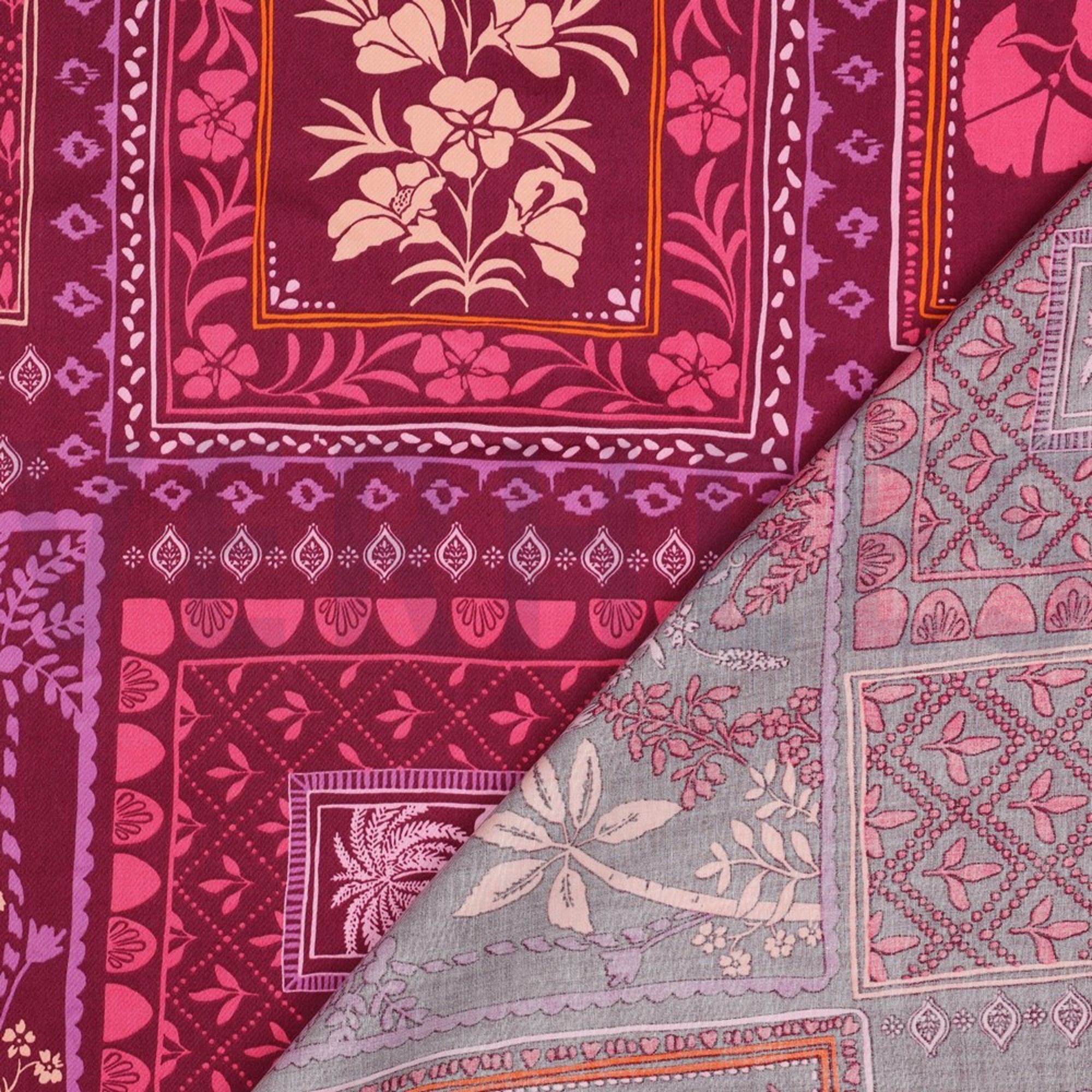 COTTON SATIN PATCHWORK FLOWERS FUCHSIA (high resolution) #4
