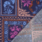 COTTON SATIN PATCHWORK FLOWERS NAVY (thumbnail) #4