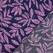COTTON SATIN LEAVES NAVY (thumbnail) #4