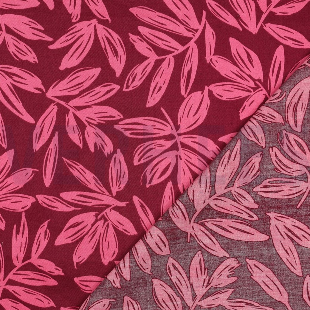 COTTON SATIN LEAVES BORDEAUX #4