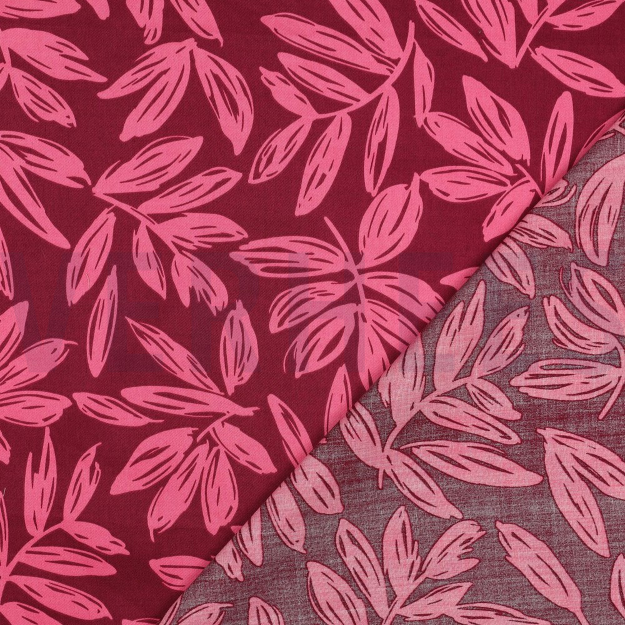 COTTON SATIN LEAVES BORDEAUX (high resolution) #4