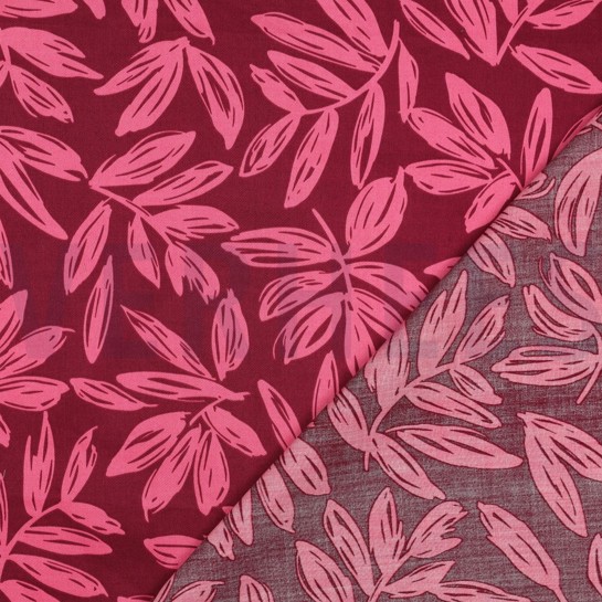 KATOEN SATIJN BLADEREN BORDEAUX #7