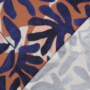 COTTON SATIN DIGITAL LEAVES BLUE (thumbnail) #4