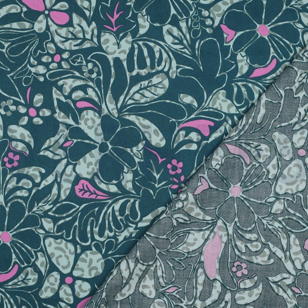 COTTON SATIN FLOWERS PETROL #4