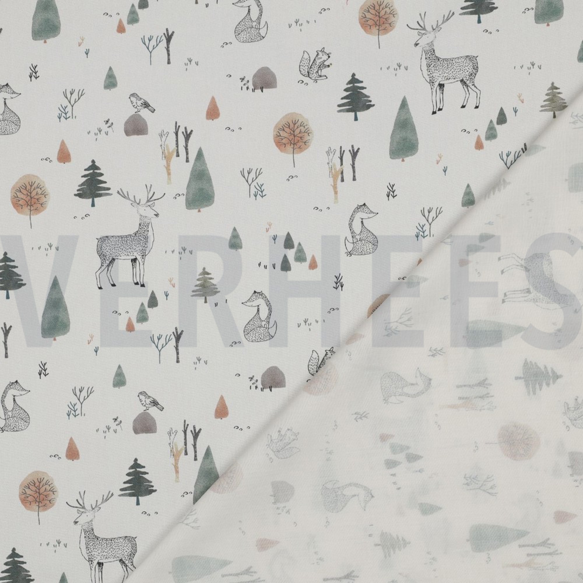 FINE POPLIN DIGITAL FOREST ANIMALS OFF-WHITE (high resolution) #4
