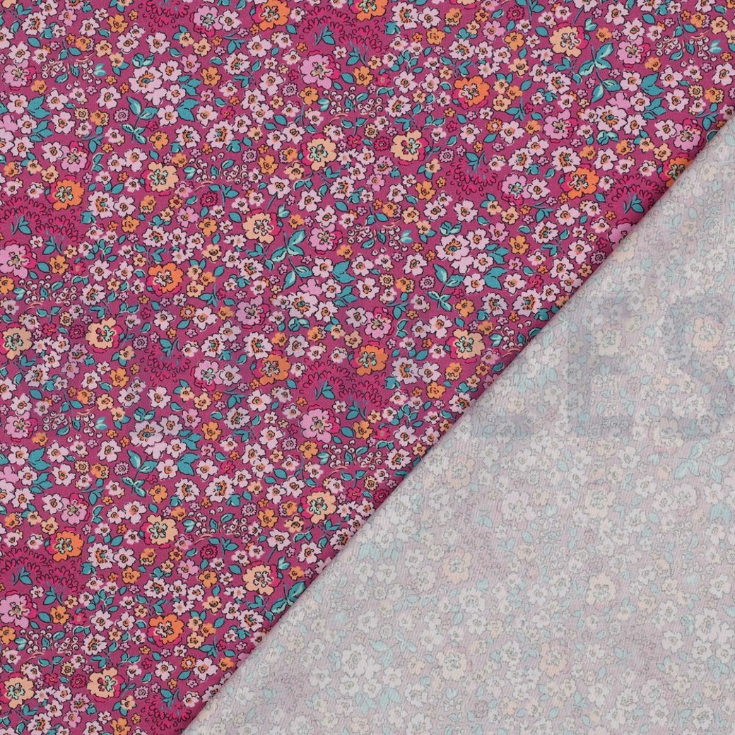 FINE POPLIN DIGITAL FLOWERS FUCHSIA #4