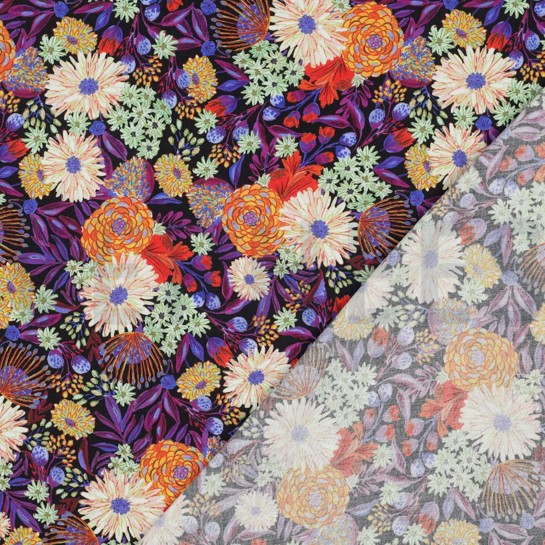 LENZING™ ECOVERO™ DIGITAAL BLOEMEN ZWART #7