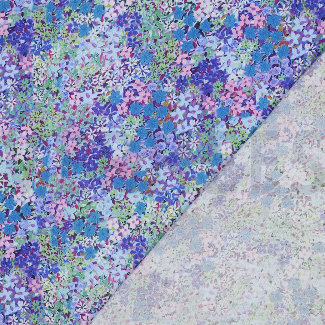 LENZING ECOVERO DIGITAL FLOWERS BLUE #4