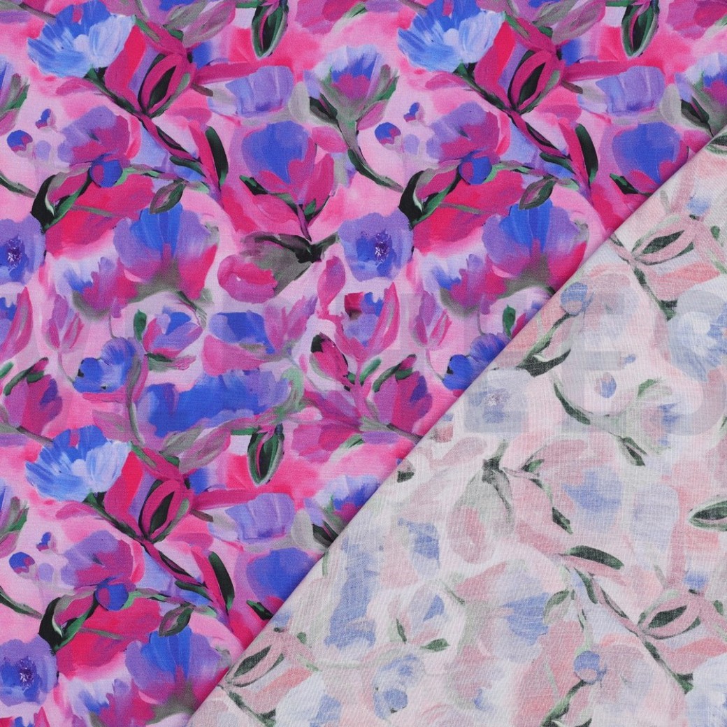 LENZING ECOVERO DIGITAL FLOWERS PURPLE #4