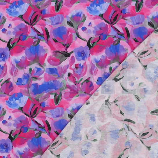 LENZING™ ECOVERO™ DIGITAL BLUMEN LILA/VIOLETT #7