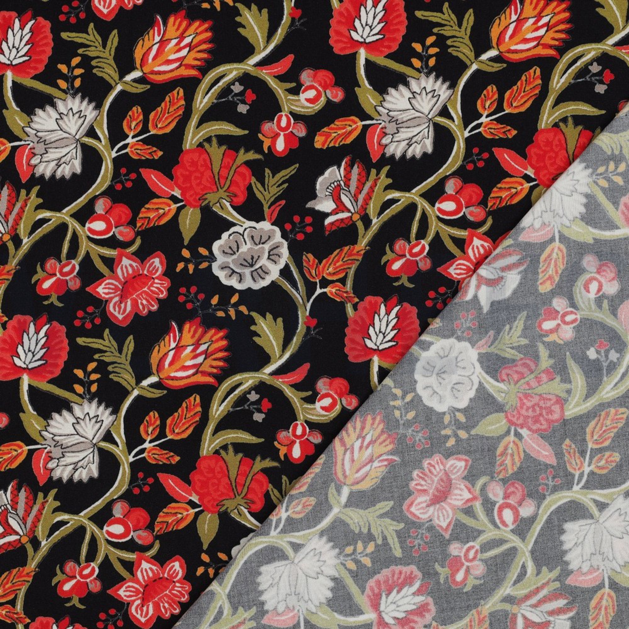 VISCOSE STRETCH DIGITAL FLOWERS BLACK (high resolution) #4