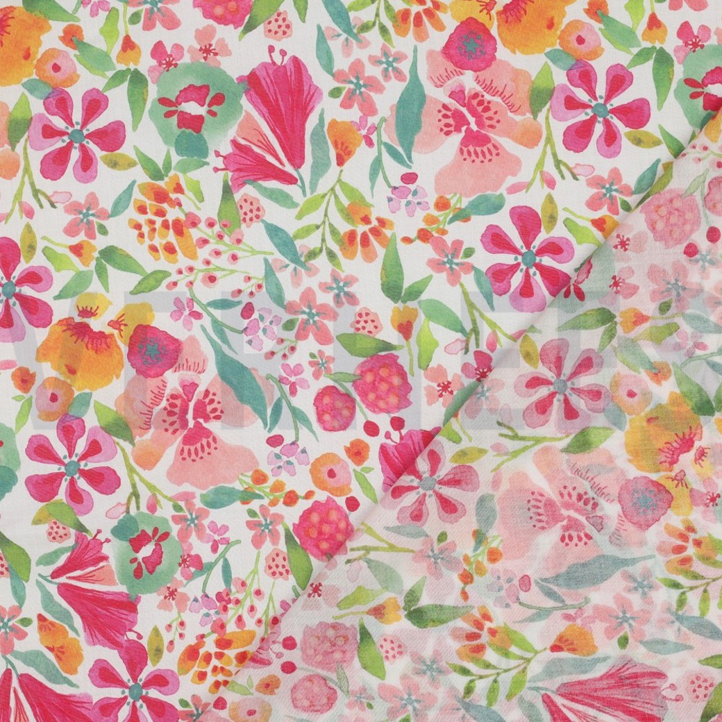 COTTON VOILE DIGITAL FLOWERS PINK #4