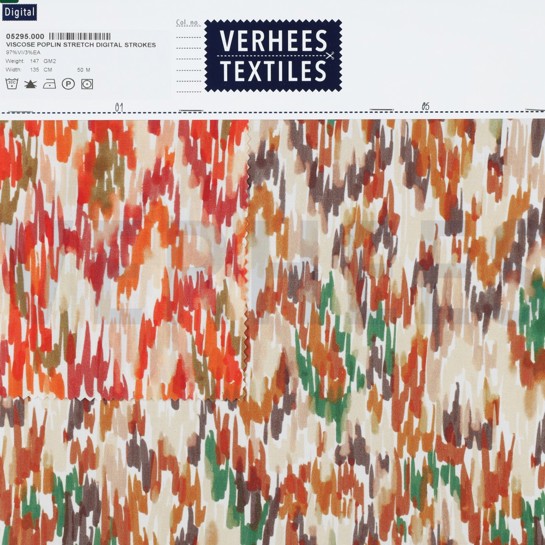 VISKOSE POPELINE STRETCH DIGITAL STREIFEN ORANGE #7