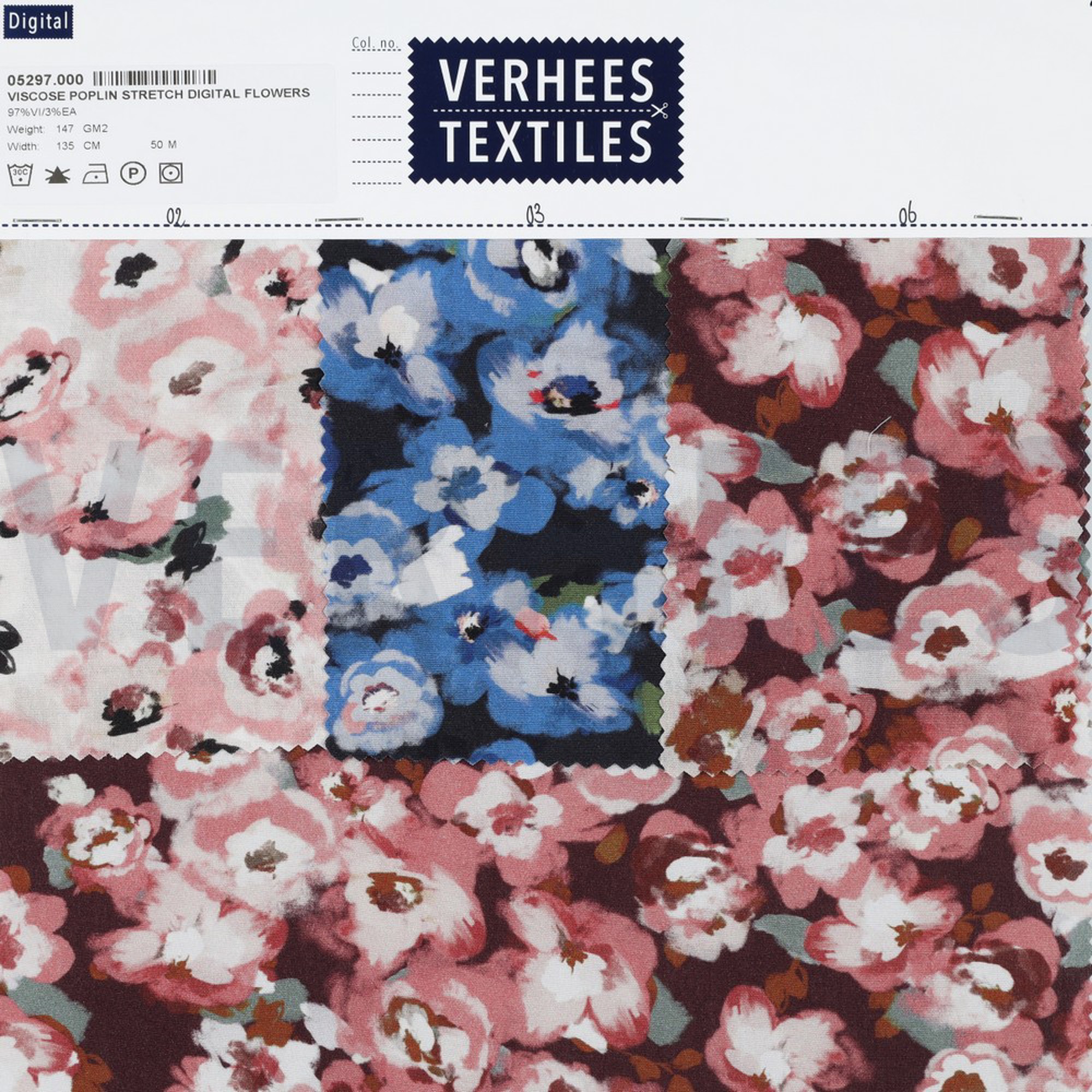 VISCOSE POPLIN STRETCH DIGITAL FLOWERS BORDEAUX (high resolution) #4