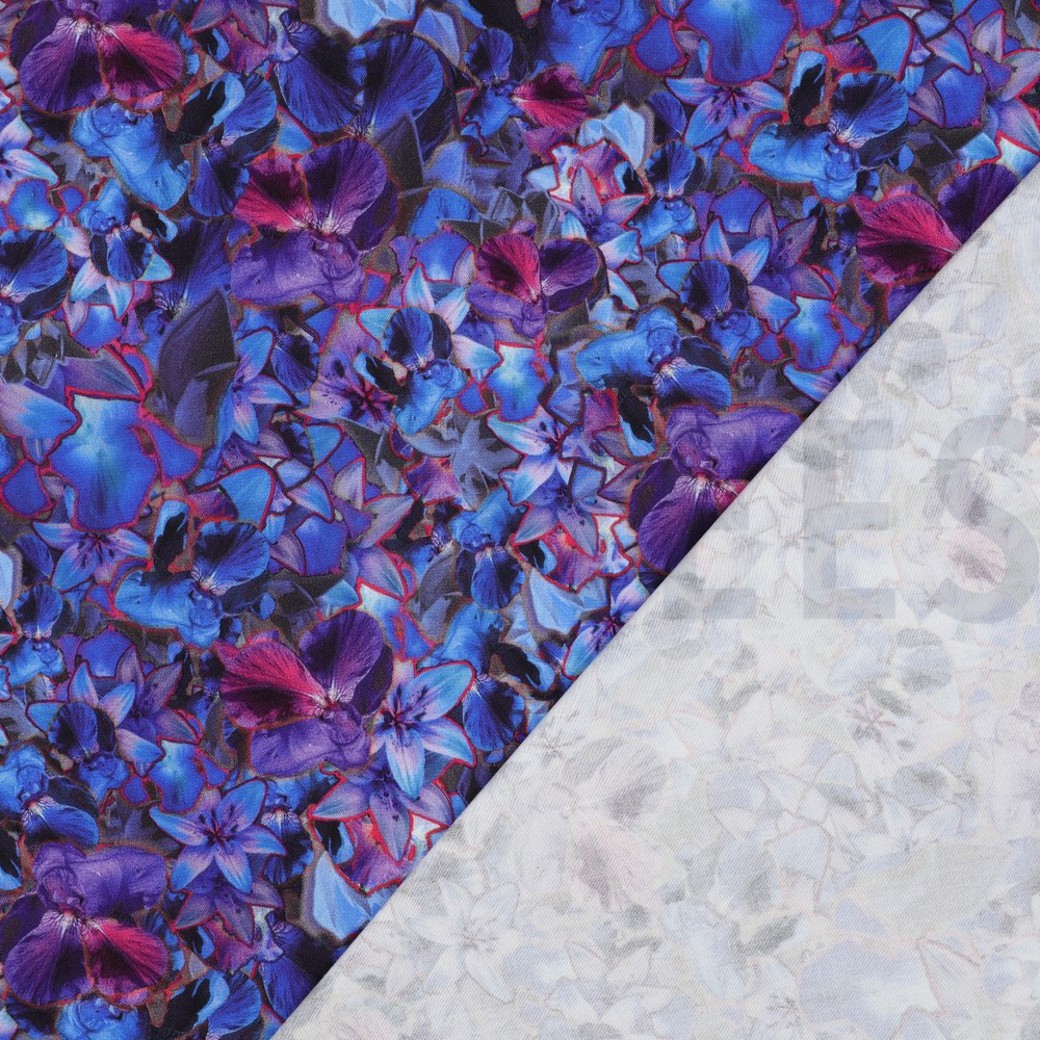 ROSELLA STRETCH DIGITAL FLOWERS COBALT #4