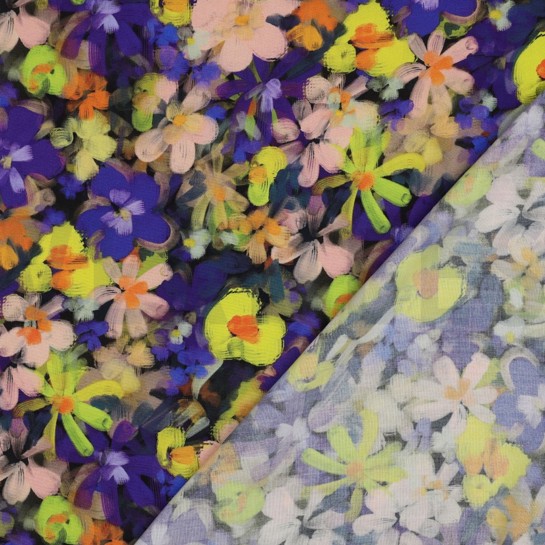 VISKOSE RADIANCE DIGITAL BLUMEN LILA/VIOLETT #7