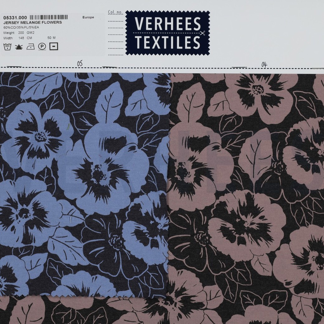 JERSEY MELANGE FLOWERS ANTHRACITE MELANGE #4