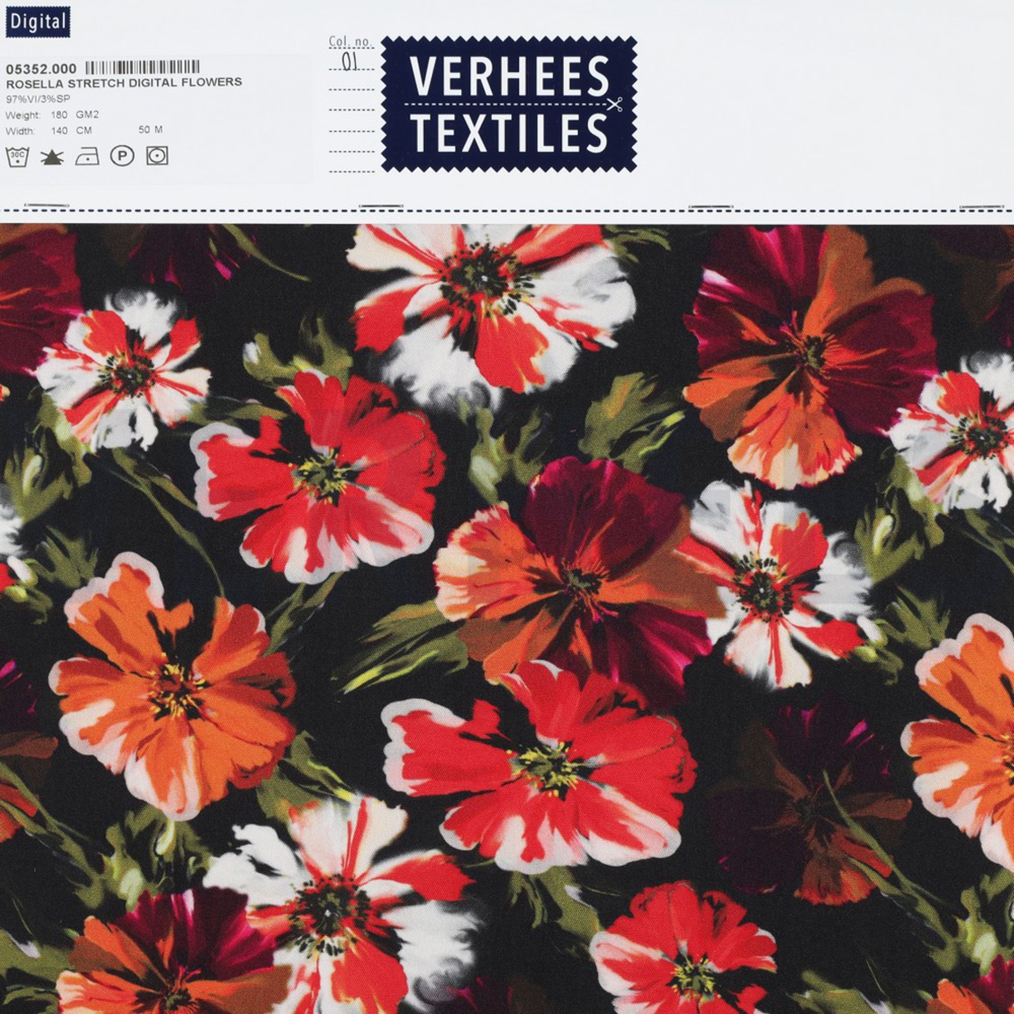 ROSELLA STRETCH DIGITAL FLOWERS BLACK (high resolution) #4