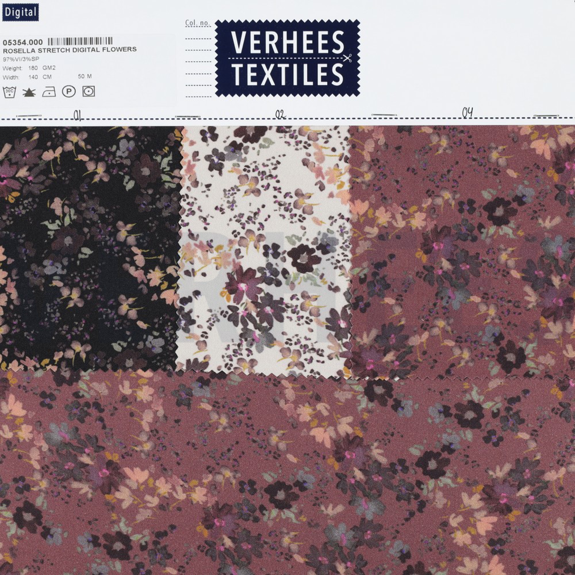 ROSELLA STRETCH DIGITAL FLOWERS ROSEWOOD (high resolution) #4