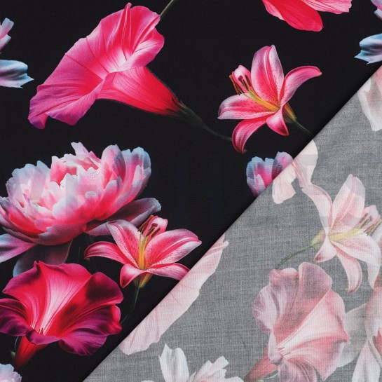 VISCOSE RADIANCE DIGITAAL BLOEMEN ZWART #7