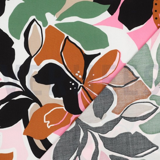 LENZING™ ECOVERO™ FLEURS ROSE / VERT #7