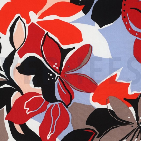 LENZING™ ECOVERO™ BLOEMEN ORANJE / ROOD #7