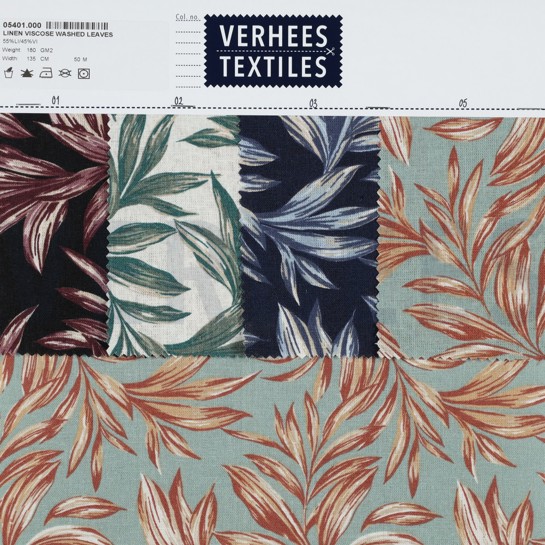 LEINEN VISKOSE GEWASCHEN BLÄTTER SCHWARZ #7