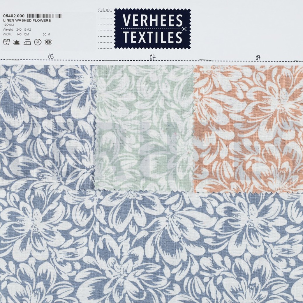 LINEN WASHED FLOWERS LIGHT APRICOT #4