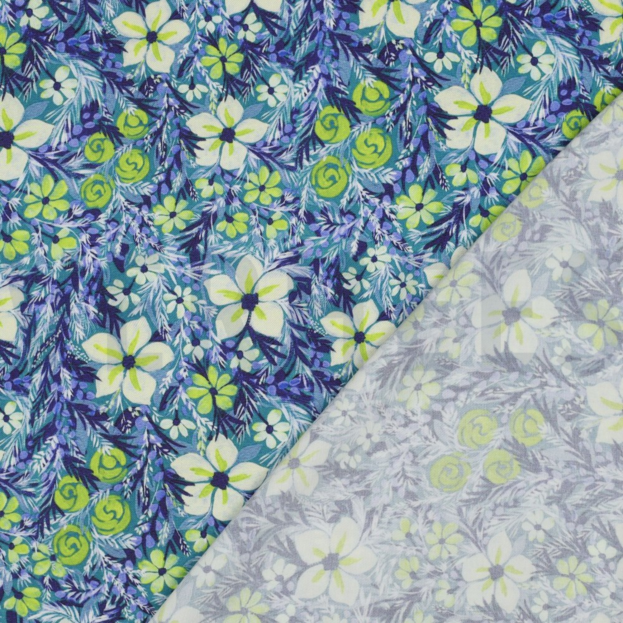 VISCOSE SATIN DIGITAL FLOWERS NAVY (high resolution) #4