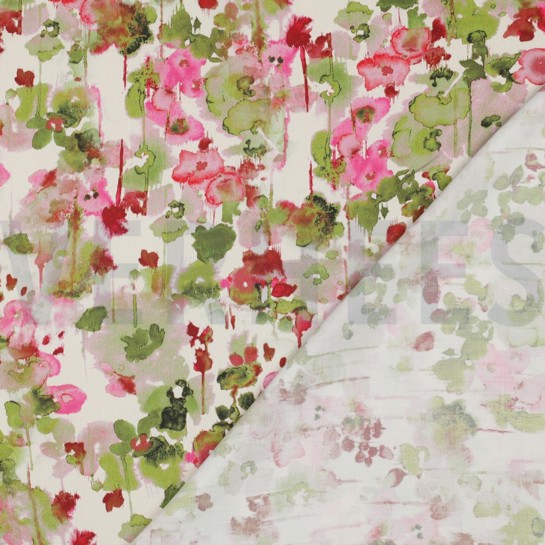 VISCOSE SATIN DIGITAL FLOWERS ECRU #7