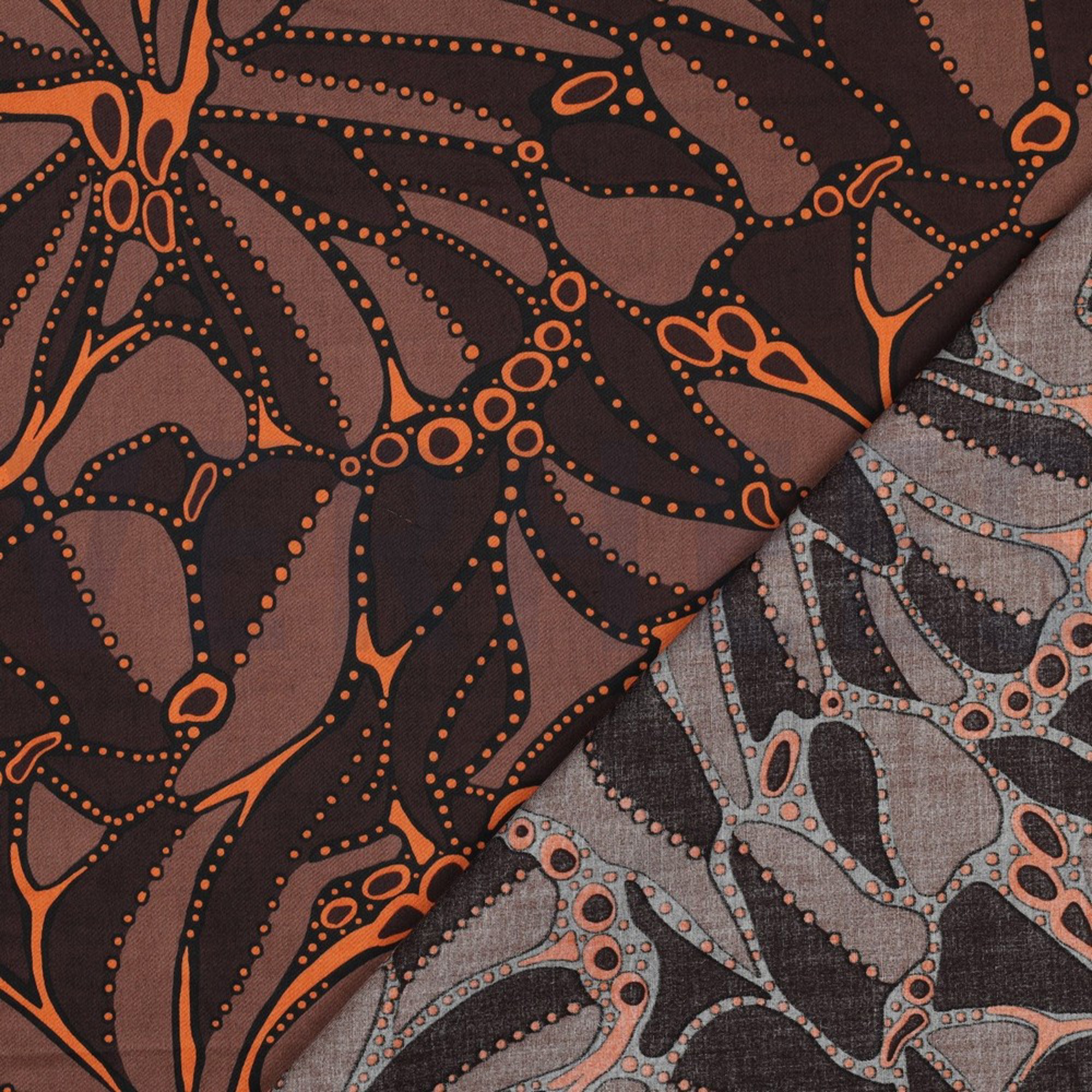 COTTON SATIN ABSTRACT DARK BROWN (high resolution) #4