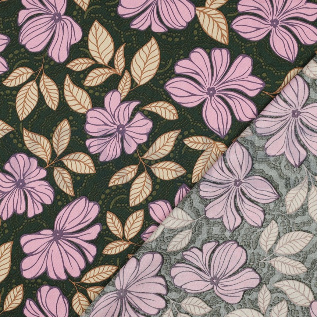 COTTON SATIN FLOWERS DARK GREEN #4
