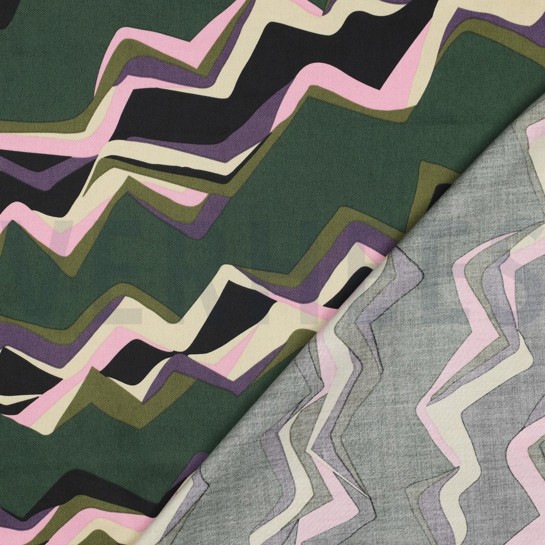 KATOEN SATIJN ABSTRACT DONKERGROEN #7