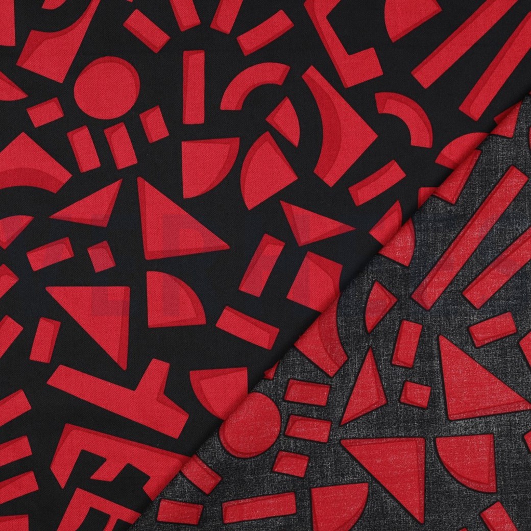 COTTON SATIN GEOMETRIC DARK RED #4
