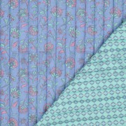 STEPPED DOUBLE GAUZE FLOWERS 2-SIDED LIGHT BLUE/MINT (thumbnail) #4