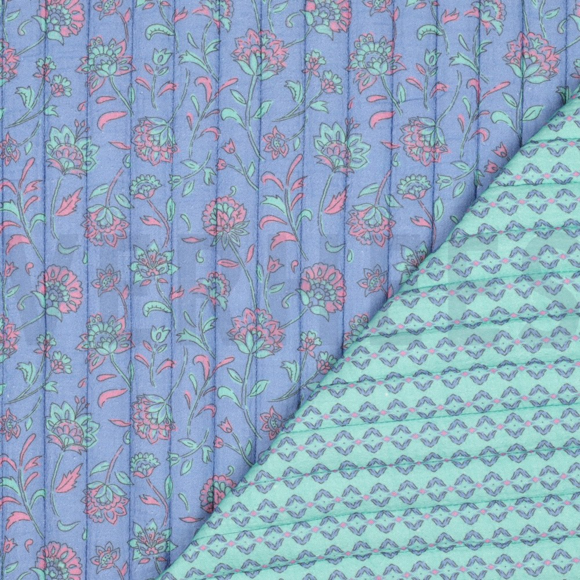 STEPPED DOUBLE GAUZE FLOWERS 2-SIDED LIGHT BLUE/MINT (high resolution) #4