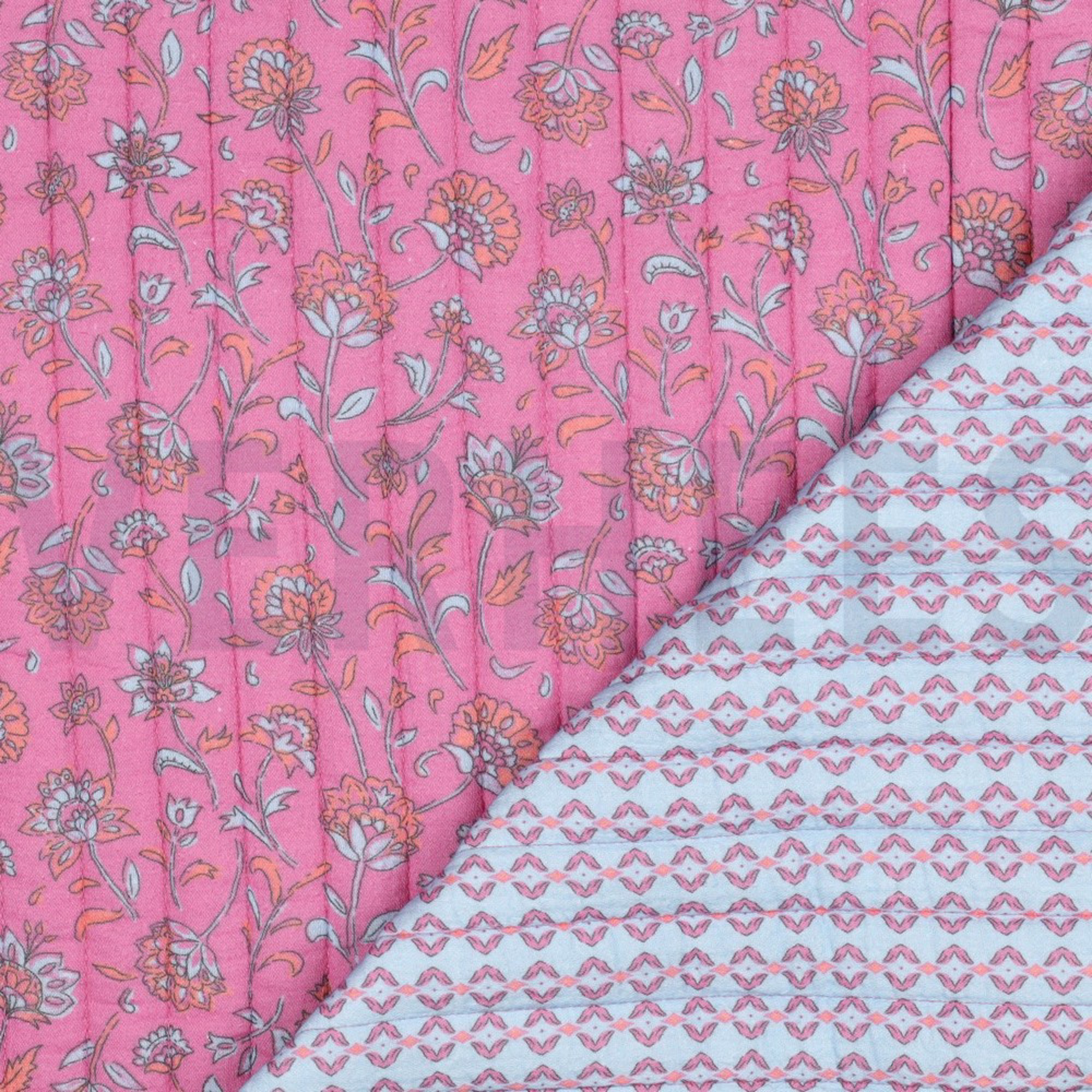 STEPPED DOUBLE GAUZE FLOWERS 2-SIDED FUCHSIA/LIGHT BLUE (high resolution) #4